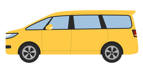 黄色いミニバンのイラスト