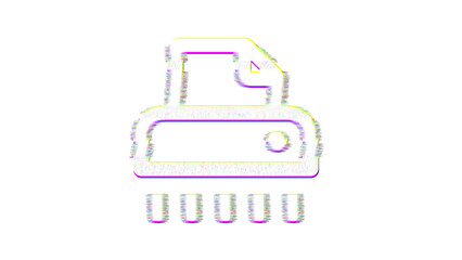 Icon shredder is distorted. Glitch. Noise, chromatic aberration, geometric distortion