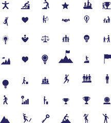 Team work icons set. representing success, teamwork, and growth icon. Vector Illustration