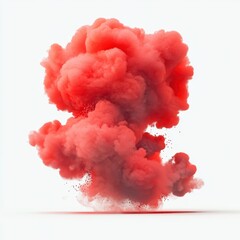 Fototapeta premium Vibrant Red Smoke Cloud Against Clean White Background