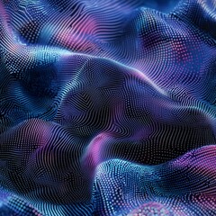 Fototapeta premium Abstract background with dynamic flowing light waves in shades of blue and purple vibrant and futuristic design 3D render wave line dot background wave gradient