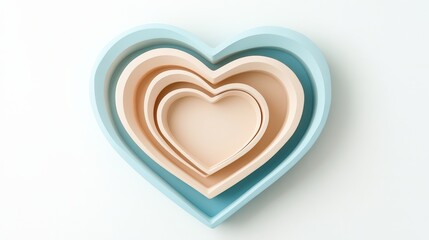 Nested Heart-Shaped Bowls in Pastel Colors for Decorative Use
