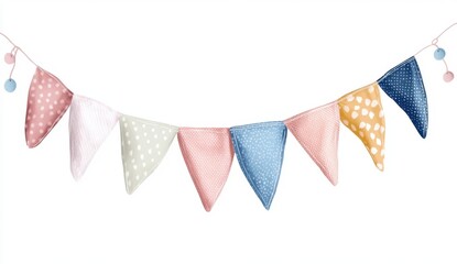 Fototapeta premium Colorful Fabric Bunting Flags for Celebrations and Decorations