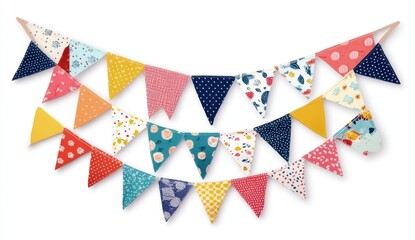 Obraz premium Colorful Fabric Bunting Flags for Event Decoration and Celebration