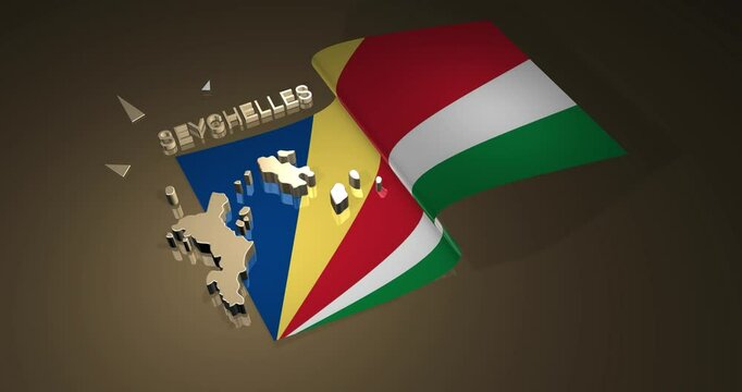 3D Map and Flag of Seychelles in animation
