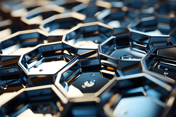 Obraz premium Vibrant geometric arrangement of blue and orange glass blocks illuminated from below