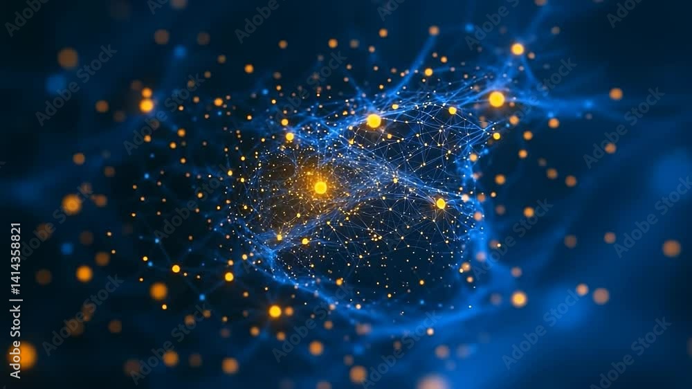 Aufkleber abstract network of glowing nodes and particles