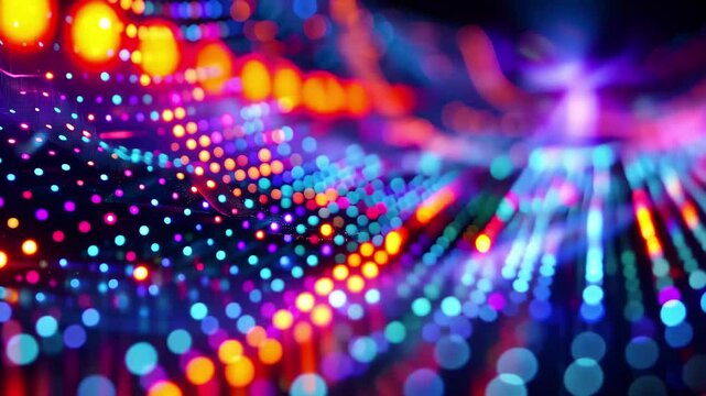 A mesmerizing wave of colorful lights flows across the surface, creating an abstract visual that captures the essence of digital technology and creativity.