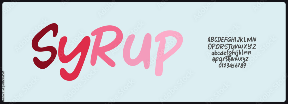 Poster brush colorful bold vector font. alphabet with uppercase lowercase and number. fun and playful typog