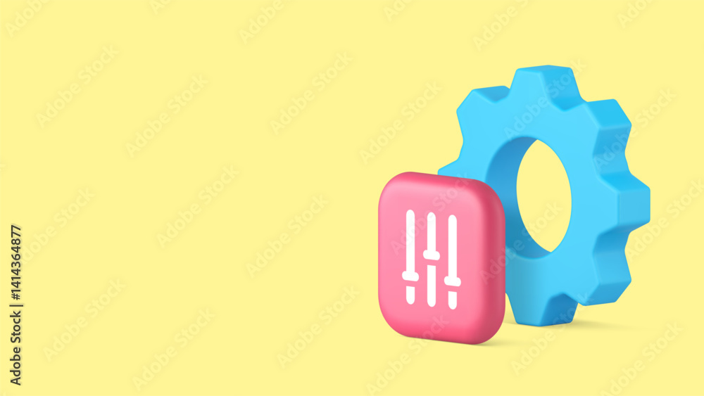 Poster settings gear cogwheel system configuration application technology copy space banner vector illustra