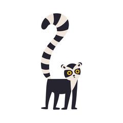 Obraz premium Lemur catta hand drawn character. Cute, cheerful, and tropical design perfect for children's prints. Modern, flat, and trendy, showcasing African wildlife and conservation.