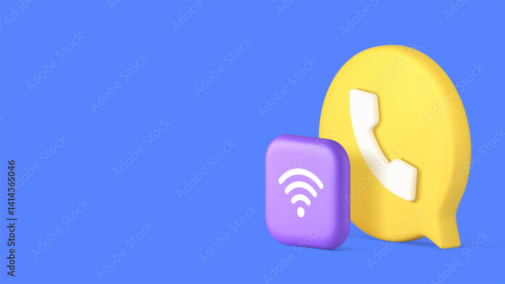 Poster wi fi internet call phone communication cyberspace connection copy space banner vector illustration.