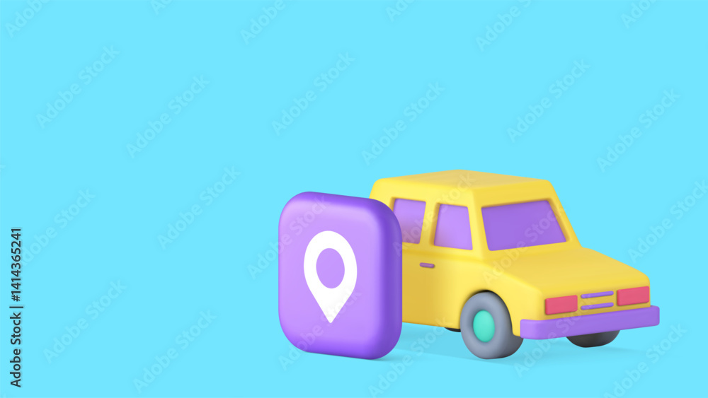 Poster car sharing location map address gps cartography navigation copy space banner vector illustration. a