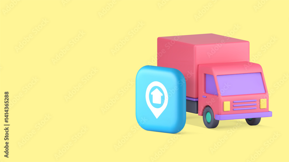 Poster delivery moving service map location address gps tracking copy space banner vector illustration. onl