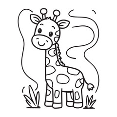 Fototapeta premium Vector Set of Adorable Cute Giraffes for Coloring Pages