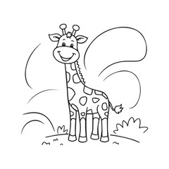 Naklejka premium Vector Set of Adorable Cute Giraffes for Coloring Pages