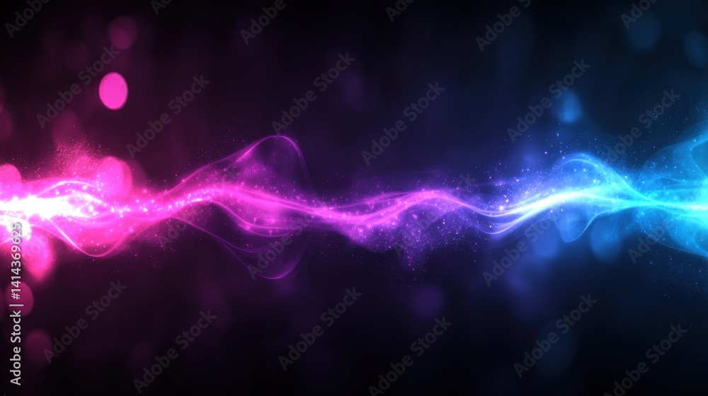 Wall mural abstract energy waves in dark background with bokeh