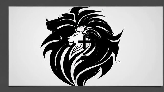 Unique black and white lion design showcasing creative artistry and bold lines in modern style