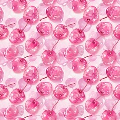Adorable Sweet Cherry Seamless Watercolor Design in Vintage Style, Perfect for Whimsical and Retro-Inspired Creations