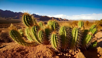 Fototapeta premium A Portrait of Green Cactus in the Heart of the Sahara