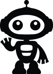 Happy Robot Vector Illustration with Waving Gesture, Playful Robot Icon Waving, Perfect for Technology Branding