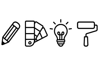 Design tool icons representing creativity and inspiration
