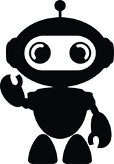 Waving Robot Icon for Kids' Learning or UI Projects, Cute Robot Mascot Waving Hand – AI Icon Concept