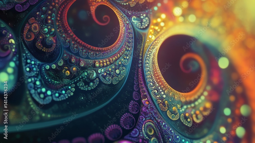 Aufkleber abstract fractal art with swirls and vibrant colors creating a mesmerizing pattern.