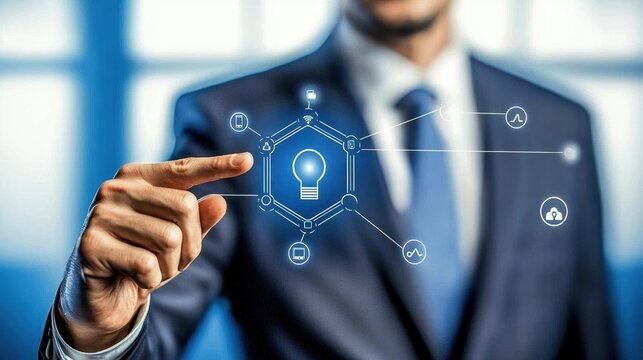 Innovative business strategies modern office digital technology professional environment close-up view conceptual ideas