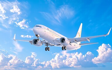 Obraz premium Plane Landing, Sunny Sky