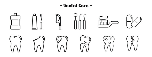 dental care set design, equipment and dental problems.