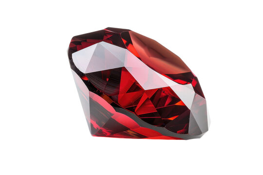 A brilliant red gemstone glistening softly under natural light, showcasing its multifaceted beauty isolated on transparent background