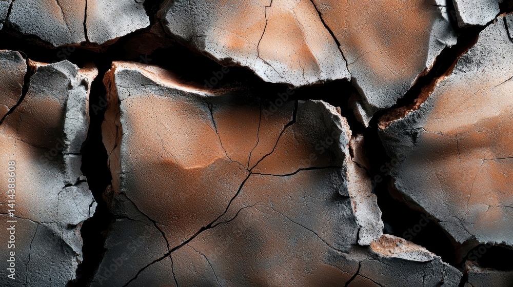 Poster the image features cracked, dry surfaces with a mix of gray and earthy tones, highlighting textures 
