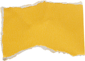 Yellow ripped paper torn edges strips isolated on white background