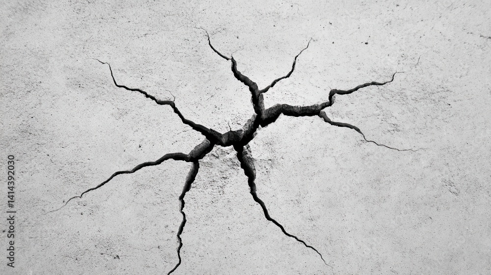 Poster cracks in asphalt are large and small cracks that have formed in old asphalt.