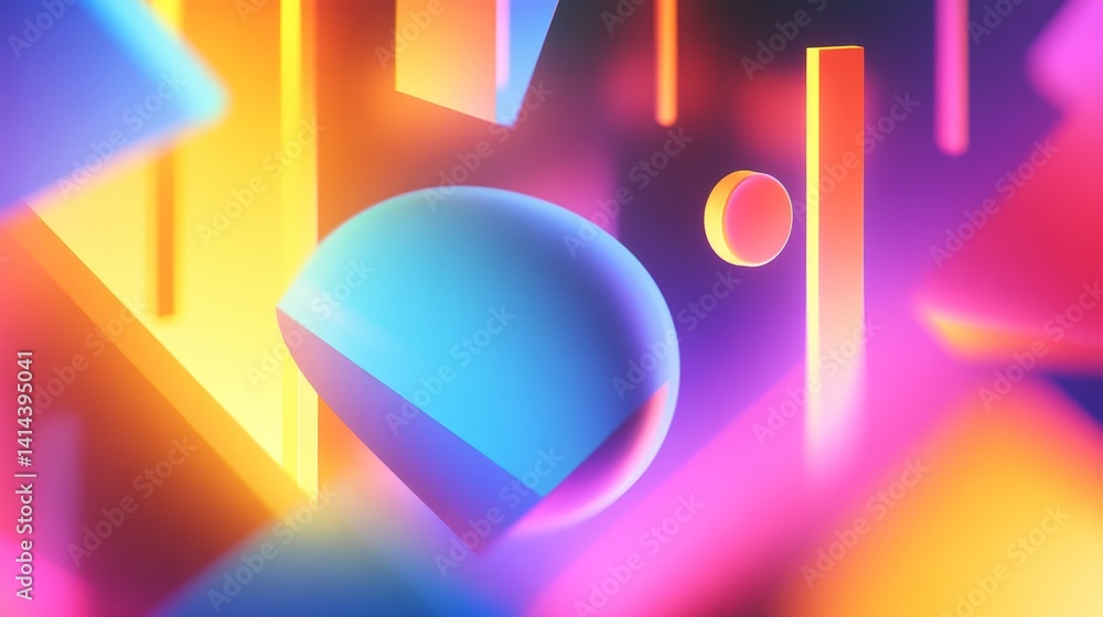 Poster abstract geometric shapes in vibrant colors create a dynamic and modern composition.