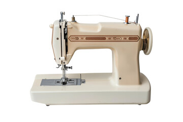 A vintage sewing machine showcasing timeless craftsmanship in a well-lit crafting studio workspace isolated on transparent background