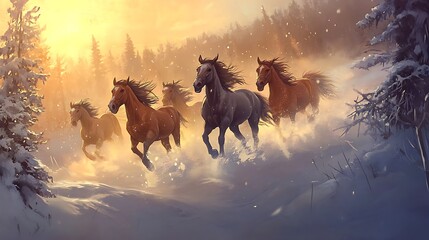 horse in the snow