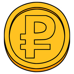 Russian ruble coin illustration hand drawn isolated vector