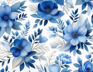 Obraz premium Blue floral wreath with watercolor for wedding, birthday, card, background, invitation,