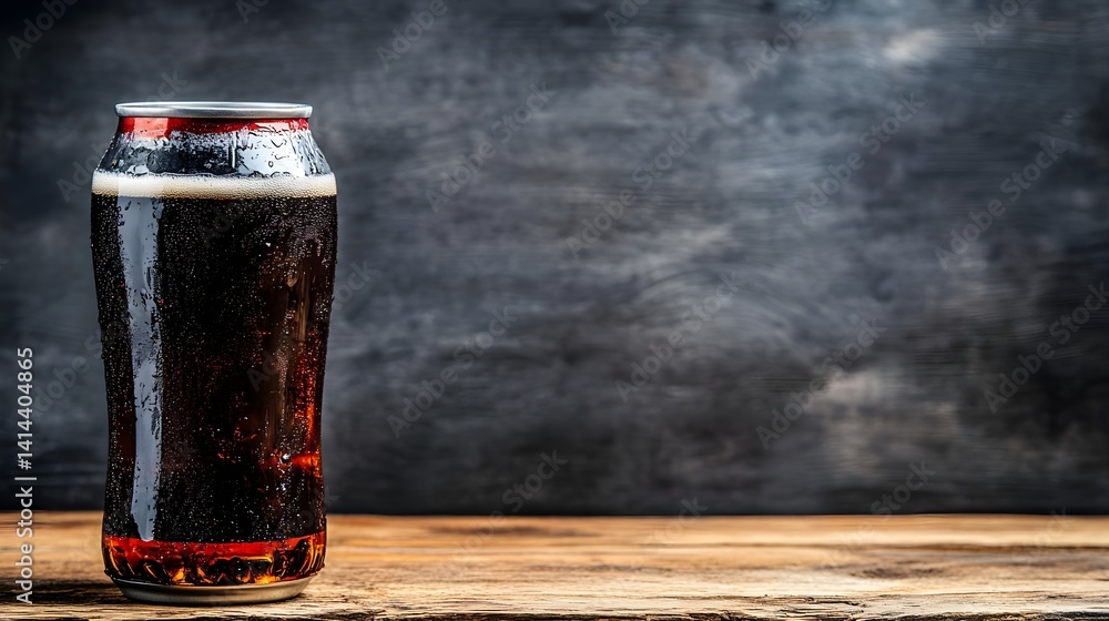 Poster refreshing beverage can mockup on textured background studio environment realistic perspective
