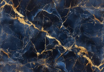 Elegant Deep Blue Marble with Golden Veins for Interior Design