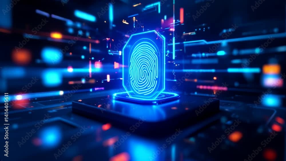 Poster scanning fingerprint for biometric authentication technology conceptual digital security