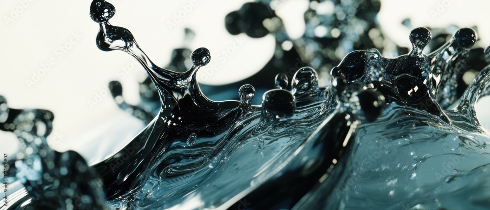 Poster dynamic water splash with crown effect in macro shot, showcasing liquid motion and fluid dynamics fo