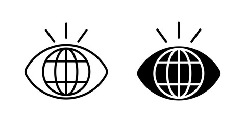 Global vision Icon set. Symbol isolated white background. vector illustration. color editable.