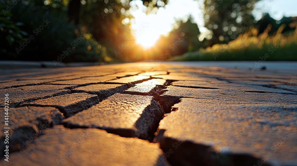 Poster shadows from cracks in asphalt â€“ a macro shot of shadows formed by cracks in asphalt.