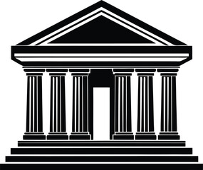 Bank Building Silhouette Black Vector | Vector Art Financial Institution Icon for Print, Cut Files & Digital Use