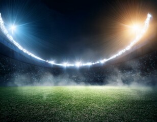 Bright stadium arena lights and smoke
