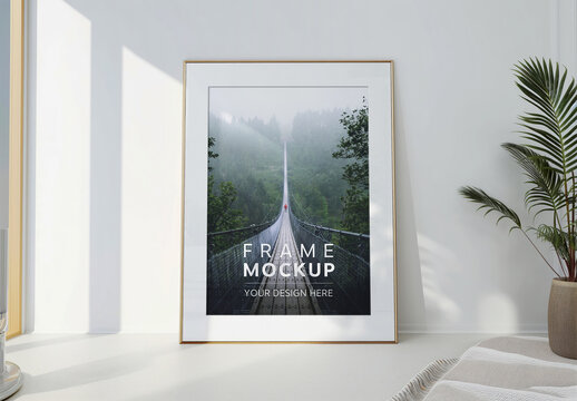 Frame in a Bright Peaceful Interior Mockup