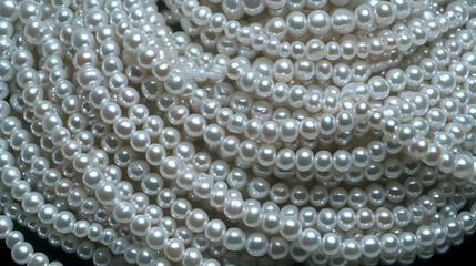 Close Up Of Interwoven Pearl Necklace Beads